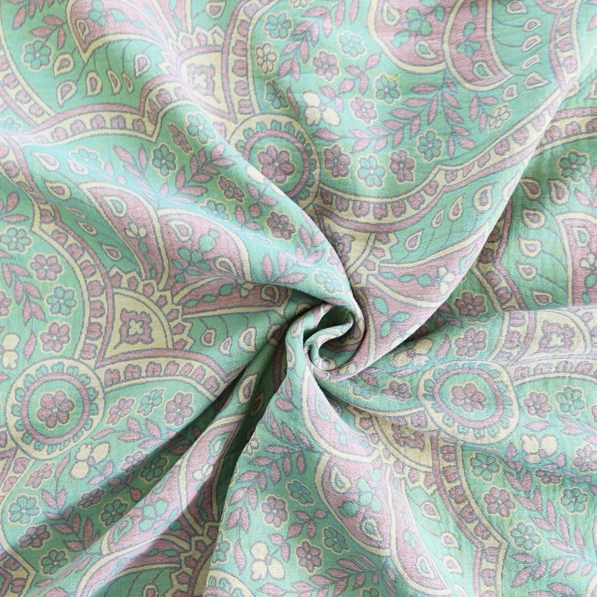 NEW Anthropologie Green Pink Paisley Cotton Boho Queen Bedding Duvet Sham Set