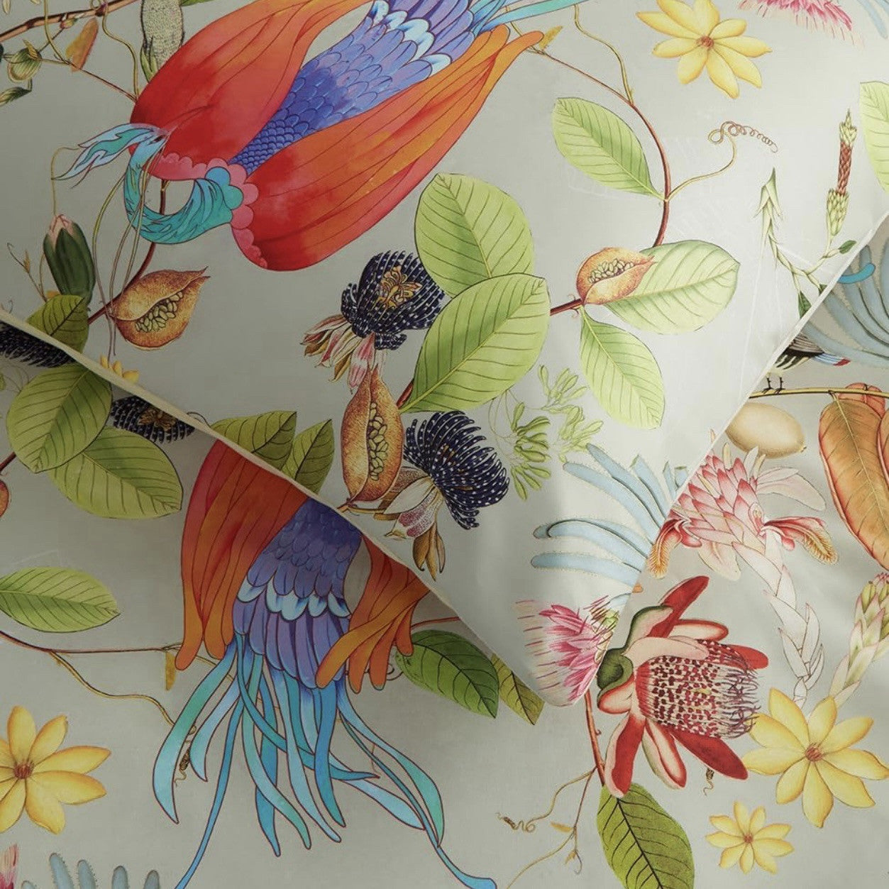 NEW Anthropologie Boho King Floral Bird Print Bedding Duvet Floral Sham Case Set