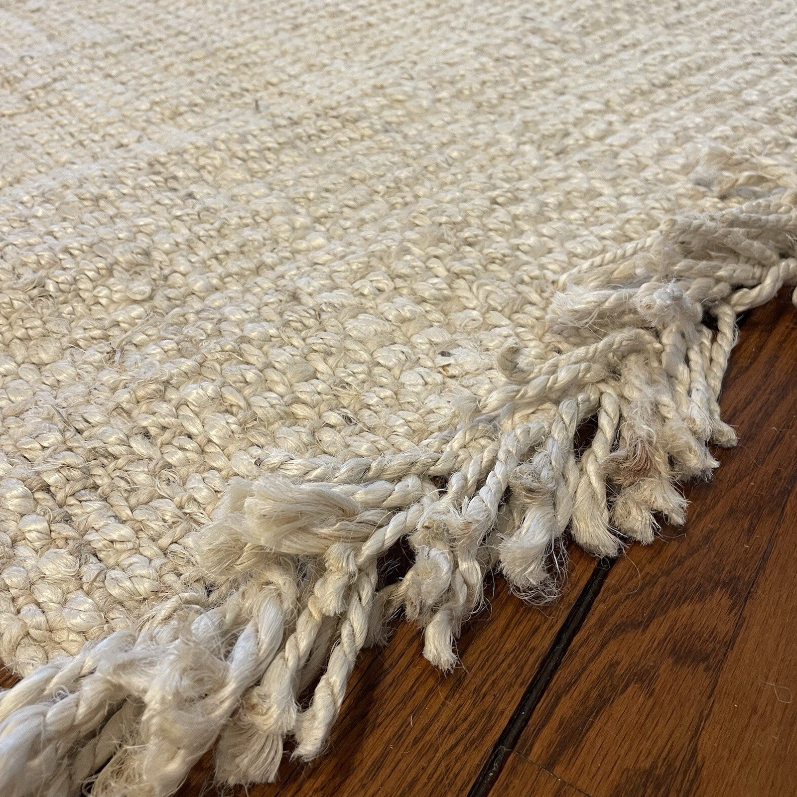 NEW West Elm White Beige Boho Jute Chunky Woven Moroccan Area Rug Carpet 5' x 8'
