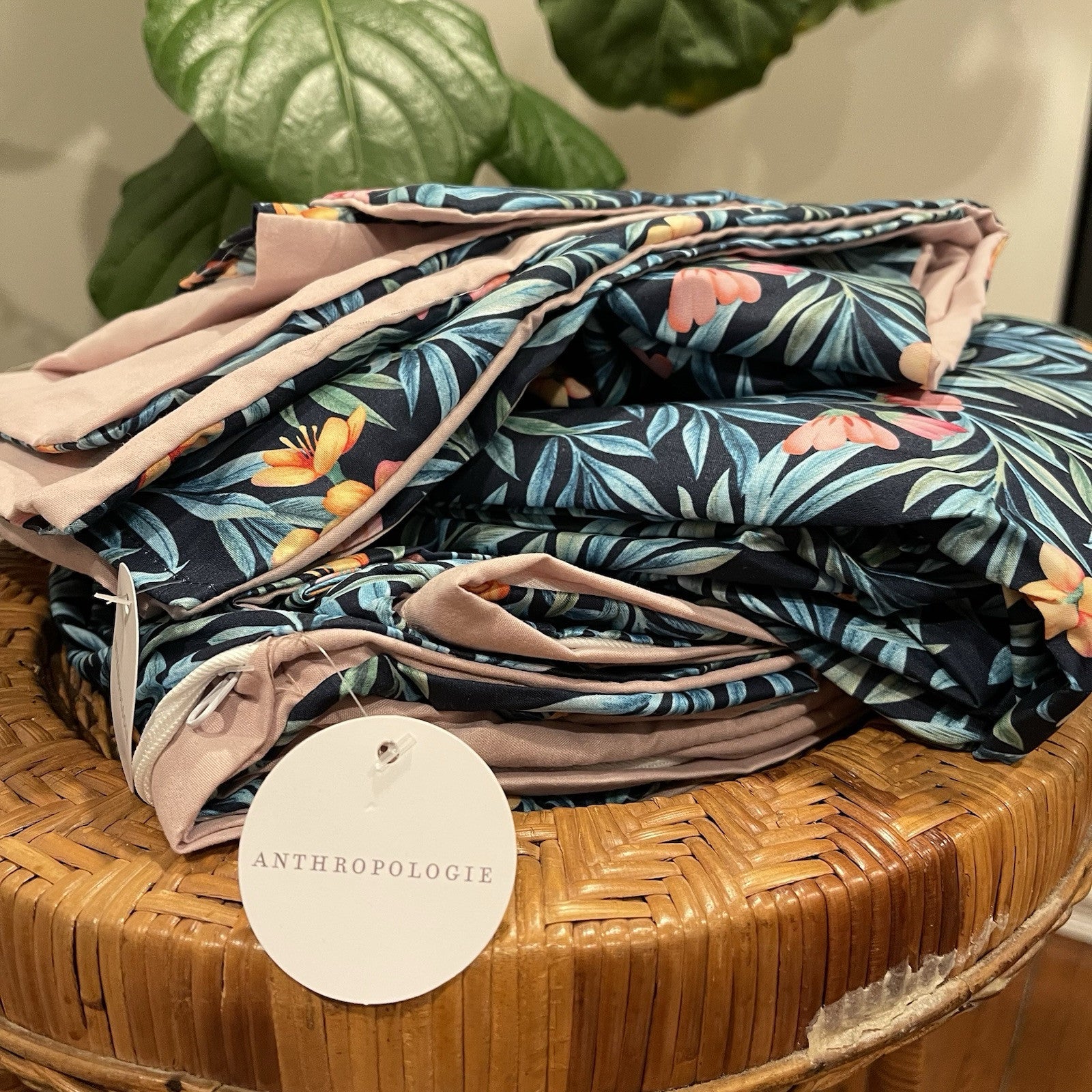 NEW Anthropologie Blue Paisley Boho Queen Bedding Duvet Floral Sham Case Set