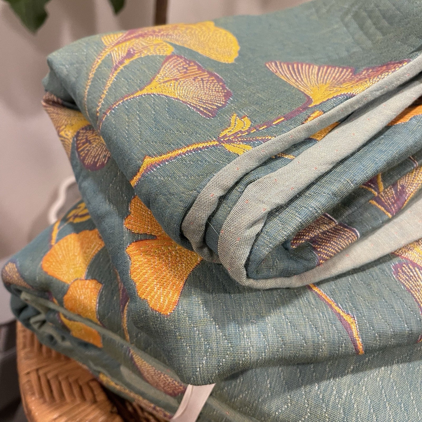 NEW Anthropologie Teal Orange Reversible Queen / King Bedspread Blanket Sham Set