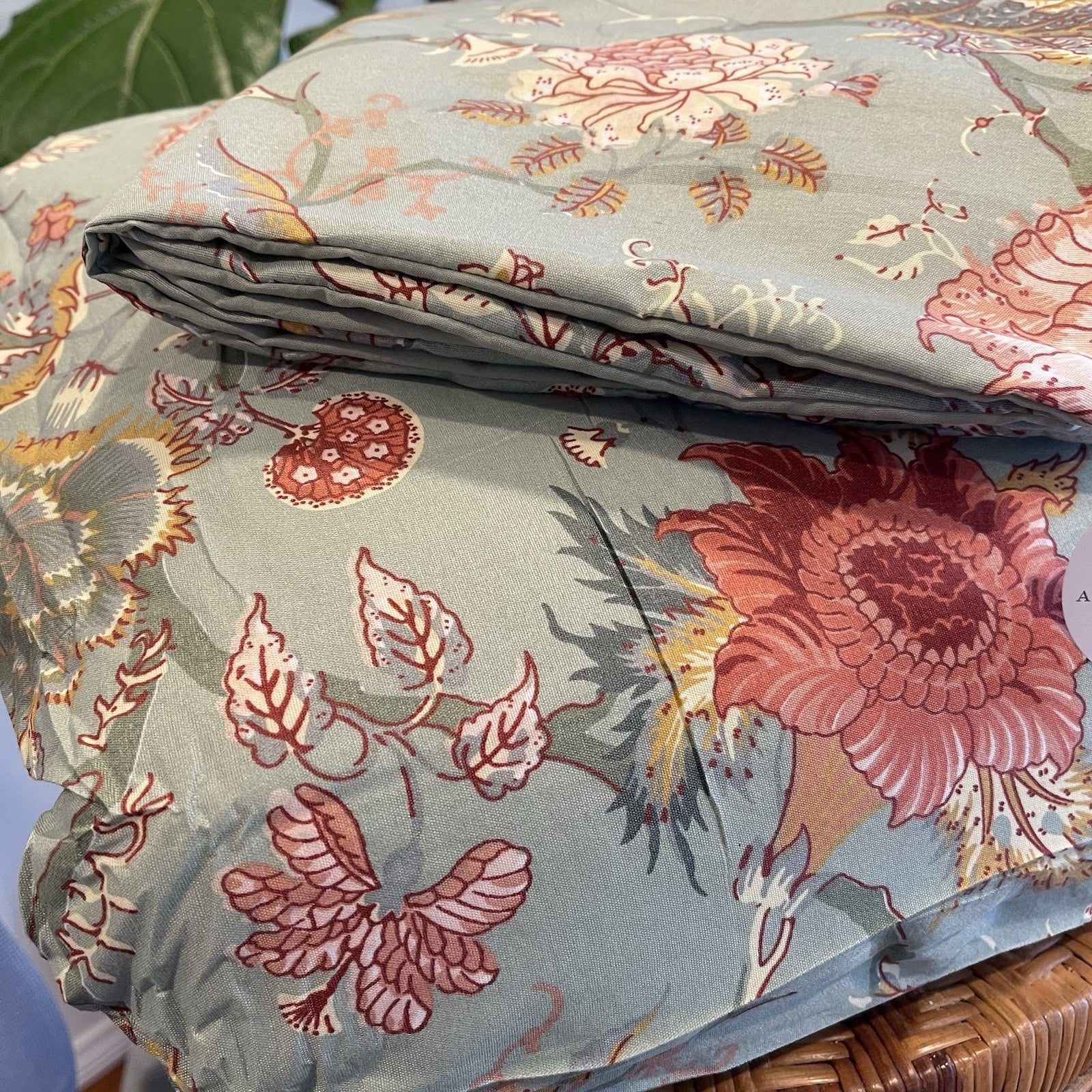 NEW Anthropologie Green Floral Queen Size Boho Comforter Bedding Sham Case Set